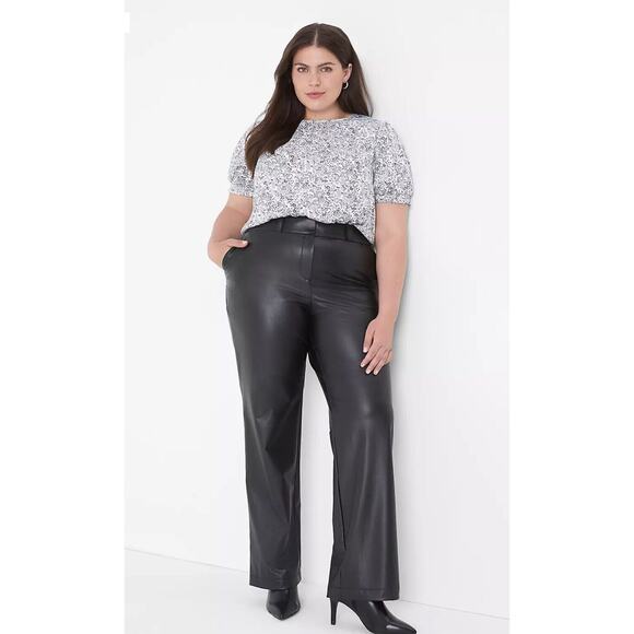 Lane Bryant Puff Sleeve Blouse Size 20 White Single Button Keyhole Closure Femme - Picture 11 of 11